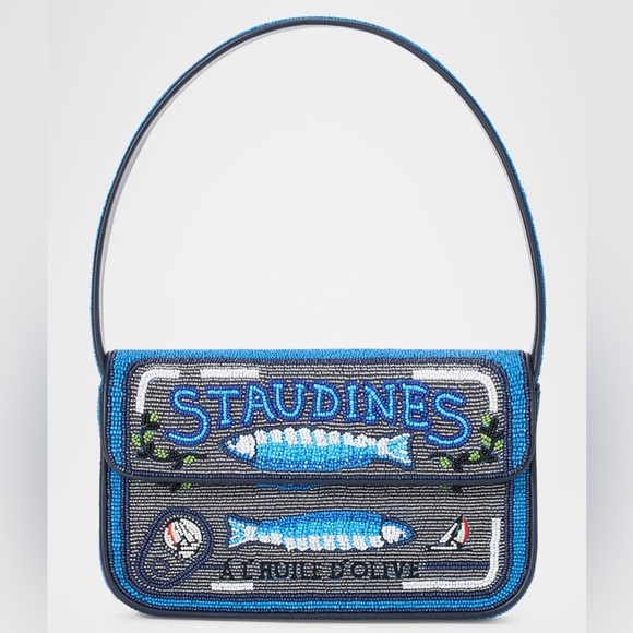 STAUD Handbags - STAUD BEADED TOMMY BAG STAUDINES BLACK BLUE